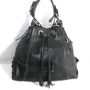 VINTAGE DOONEY & BOURKE BLACK PEBBLED LEATHER SATCHEL ADJ STRAP + DUCK TAG